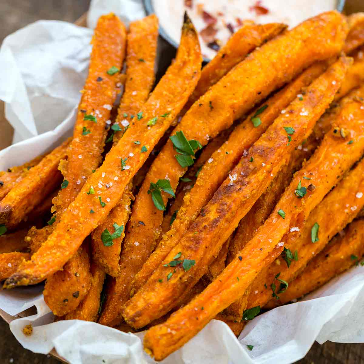 Baked spicy sweet potato fries 399 cal per serving